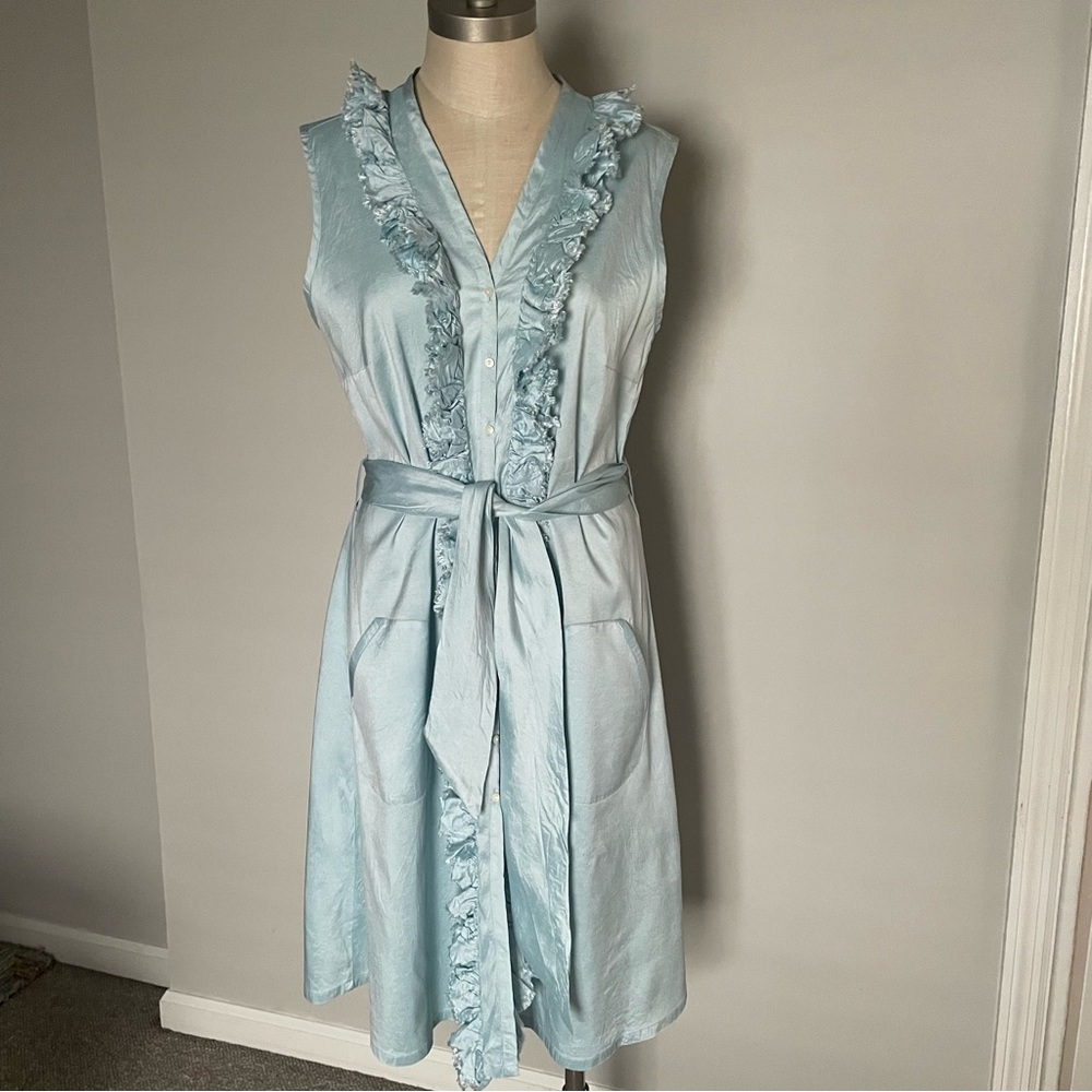 Calypso Christiane Celle light blue sleeveless 100% silk dress size M